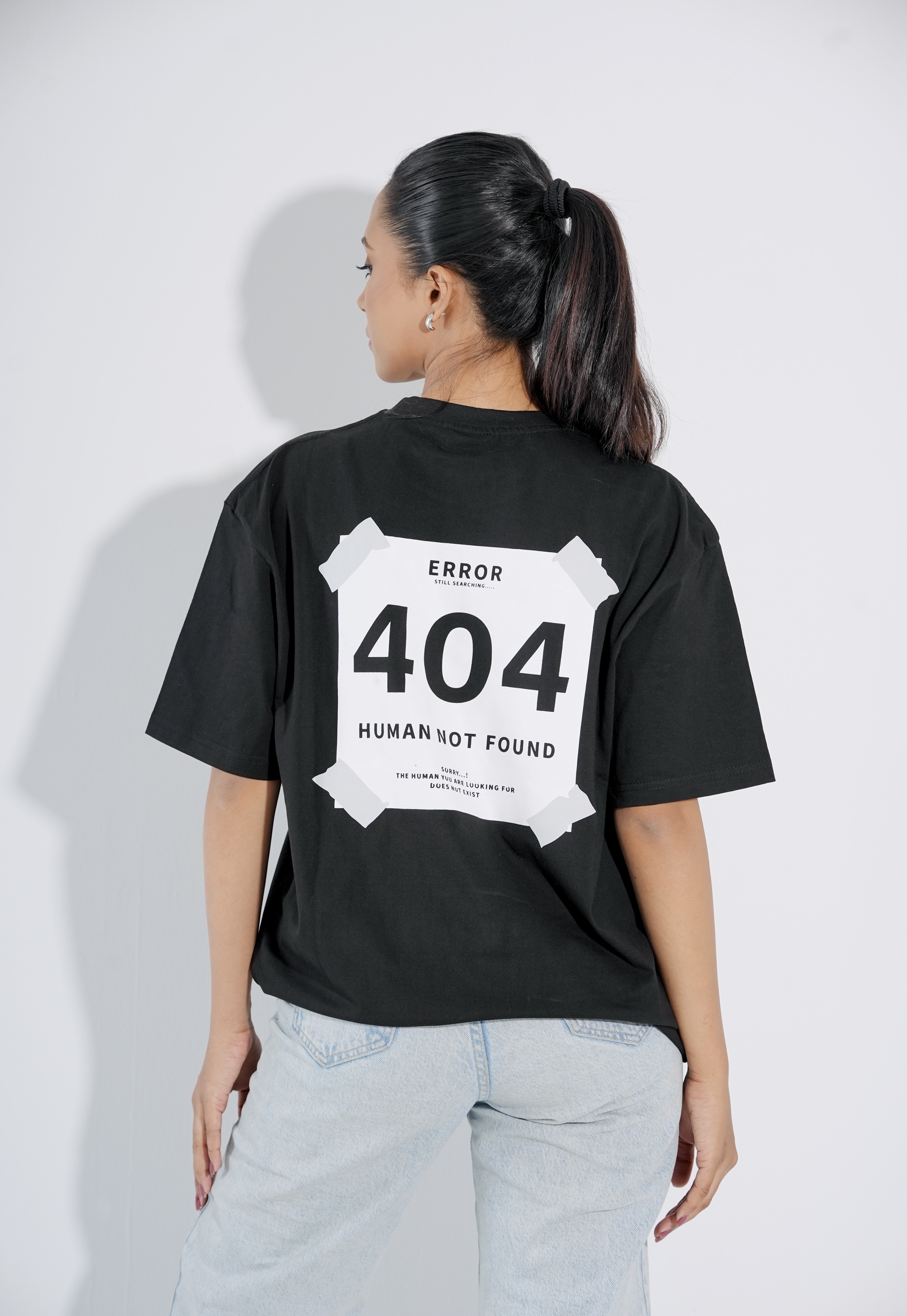 Error 404 Black T-Shirt Drop-Shoulder Female hover