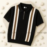 Vibe Vertical Black Premium Knit Polo Shirt Male hover