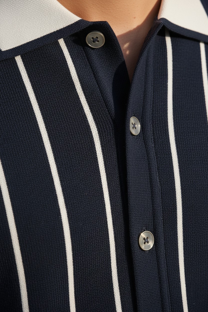  Navy Blue Knit Polo - thumbnail 3