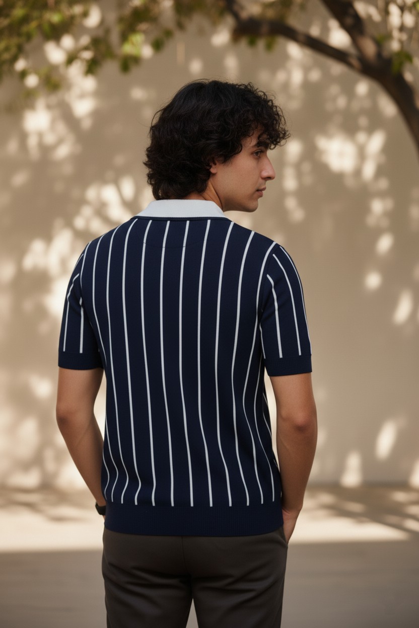  Navy Blue Knit Polo - thumbnail 2