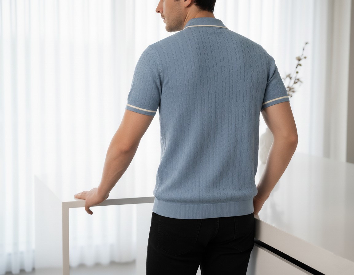  Powder Blue Knit Polo hover