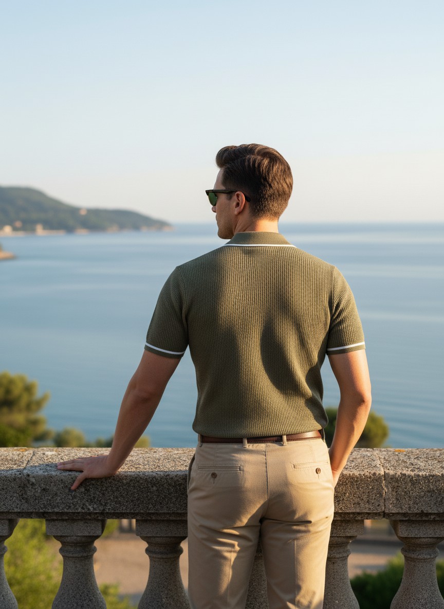 Olive Knit Polo hover