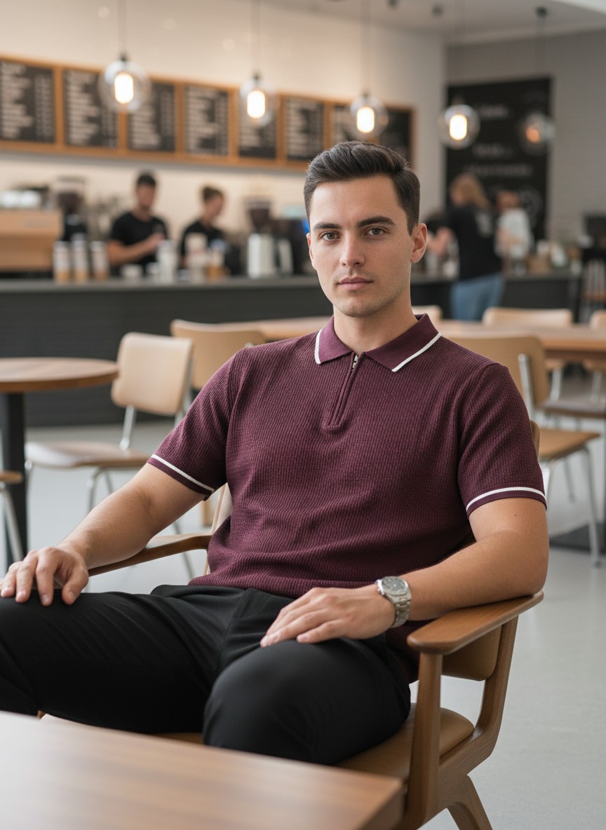 Maroon Cable Knit Polo Maroon Cable Knit Polo