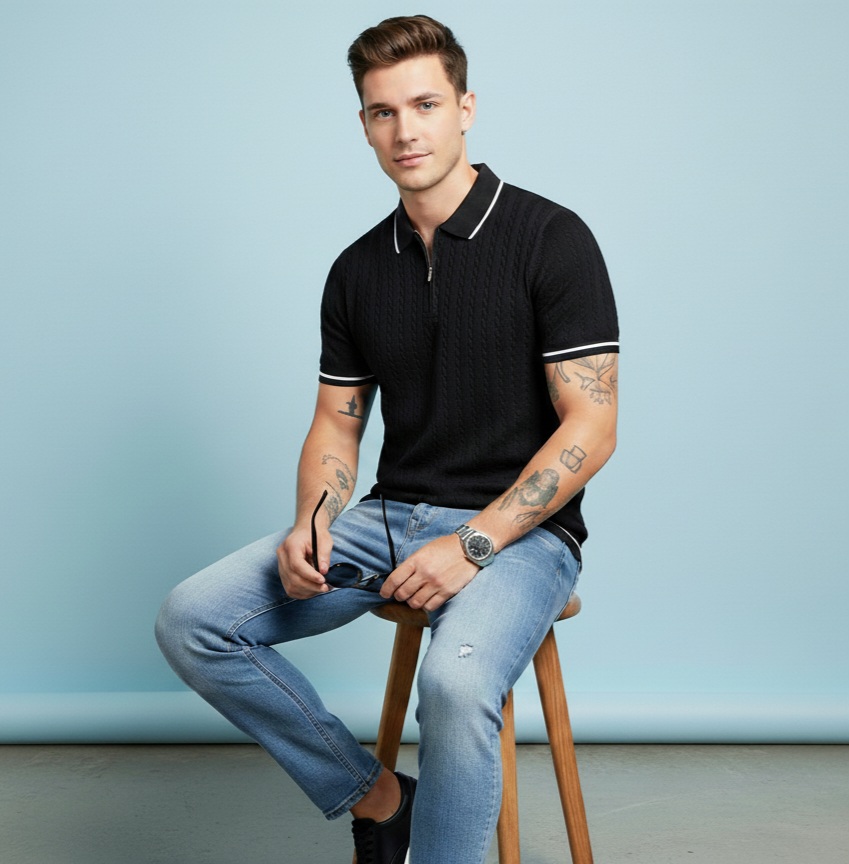 Black Knit Polo Black Knit Polo